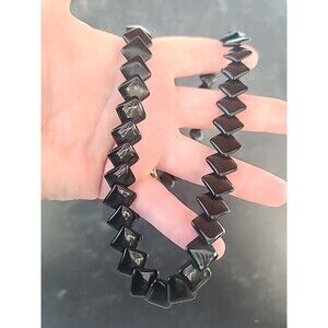 Trifari Black Plastic Beaded Necklace, Vintage Costume Jewelry